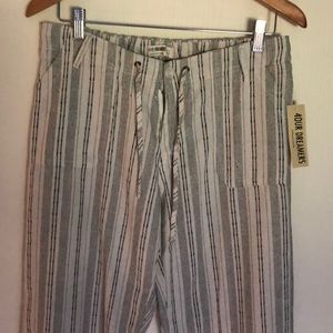 🍁NWT 4 Our Dreamers Linen Blk/Wht  SZ L pants